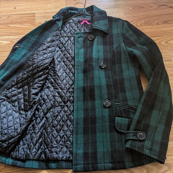 Green and Black Plaid Peacoat - Picture 10 of 12